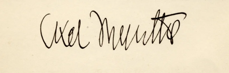 Signatur av Axel Martin Fredrik Munthe, från "Berättelsen om San Michele", av Axel Munthe, publicerad 1932